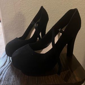 Torrid 12 Black Suede Platform Heels